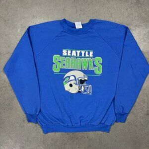 Vintage 80s Seattle Seahawks Graphic Crewneck Sweatshirt, Retro NFL Football Tee